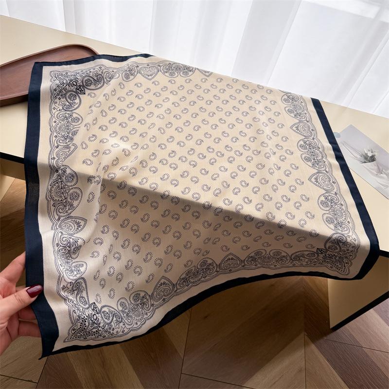 Retro casual cashew imitation velvet herringbone pattern cotton and linen small square scarf silk scarf headscarf shawl decorative scarf scarf