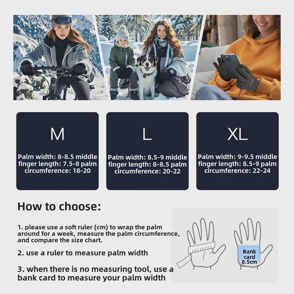 Winter-Touchscreen-Handschuhe für Damen und Herren, rutschfest, thermisch, für Laufen, Radfahren und Skifahren
