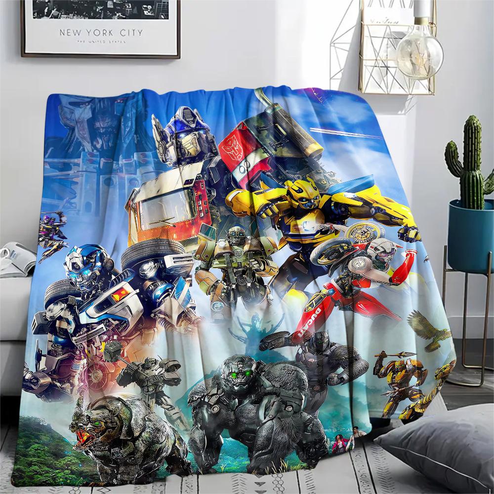 1Pc Transformer Robot Print Flannel Blanket, High Quality Comfortable for All Seasons, Home Decor, Warmth and Comfort, Perfect for Christmas Gifts