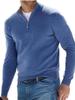 2025 Men's Casual Long Sleeve V-neck Fleece Zipper Polo Shirt
