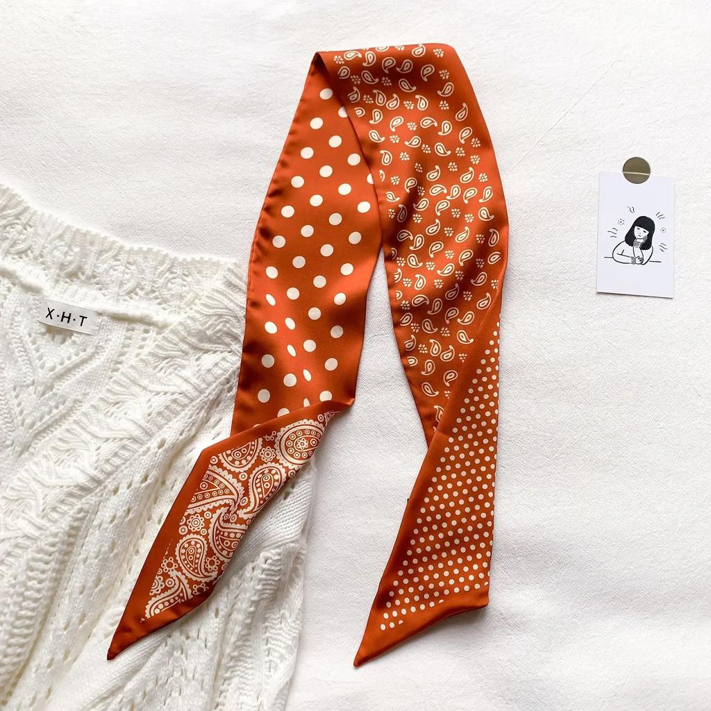 Fashion Print Hair Ribbon Scarf Women Neck Tie Bag Scarfs Satin Silk Skinny Headscarves Ladies Foulard Floral Bands 2026 New