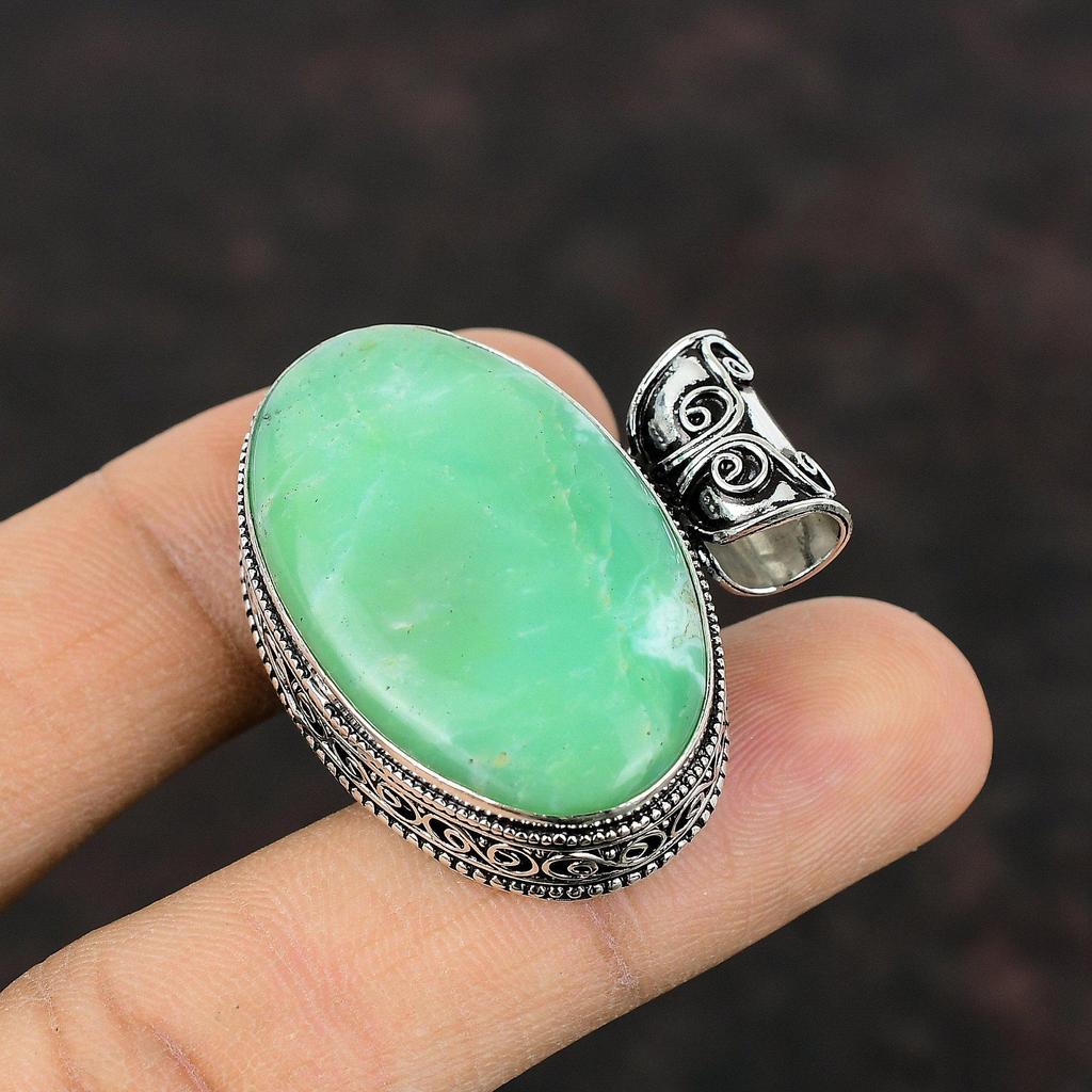 Krysopras Anheng 925 Sterlingsølv Anheng Håndlagde Smykker Vintage Anheng Ekte Edelstenssmykker Statement Anheng Jubileumsgave