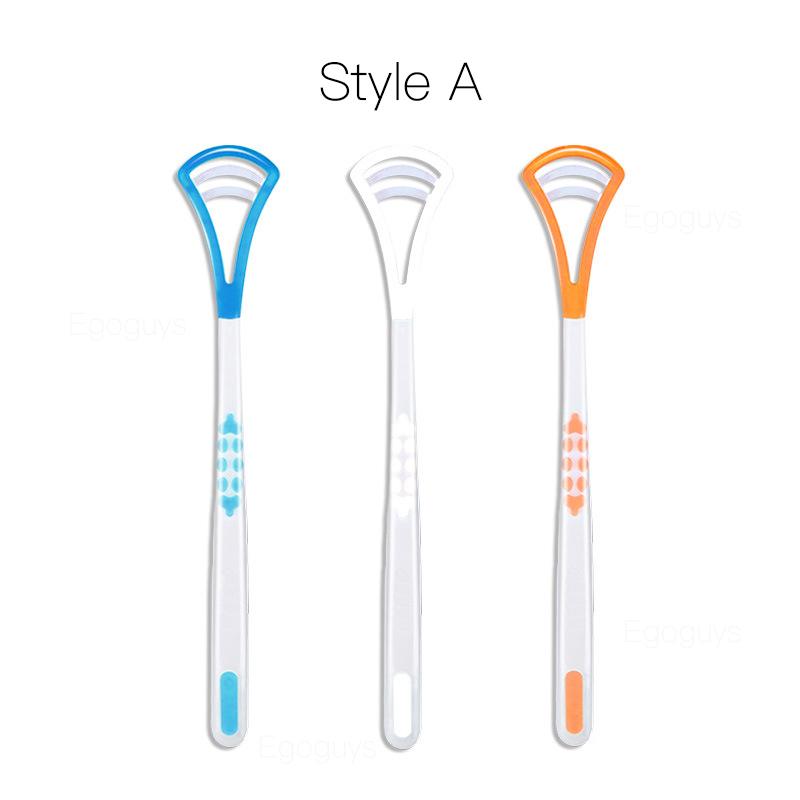 1Pc Reusable Tongue Cleaner Scraper Dual Use Oral Hygiene Toothbrush Fresh Breath Tongue Cleaning Brush