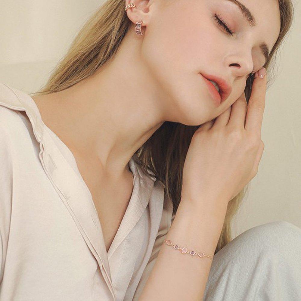 J.Lauren Rose Gold Amethyst Gemstone Cubic Silver Bracelet B0941