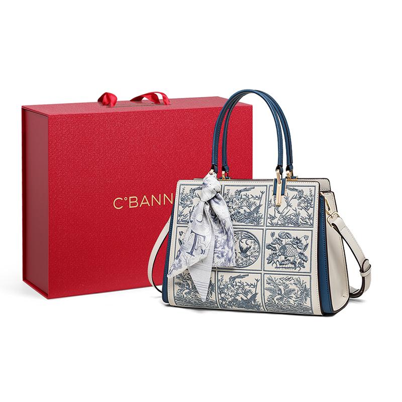 C°BANNER Cow Leather Shoulder Bag, Crossbody Bag Regular Women's Blue/White WQ107C41HA