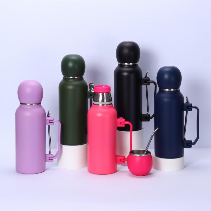 Stainless Steel Insulated Travel Mug With Handle Straw Spoon - 1300ml Large Capacity Vacuum Thermos Gym Office Outdoor