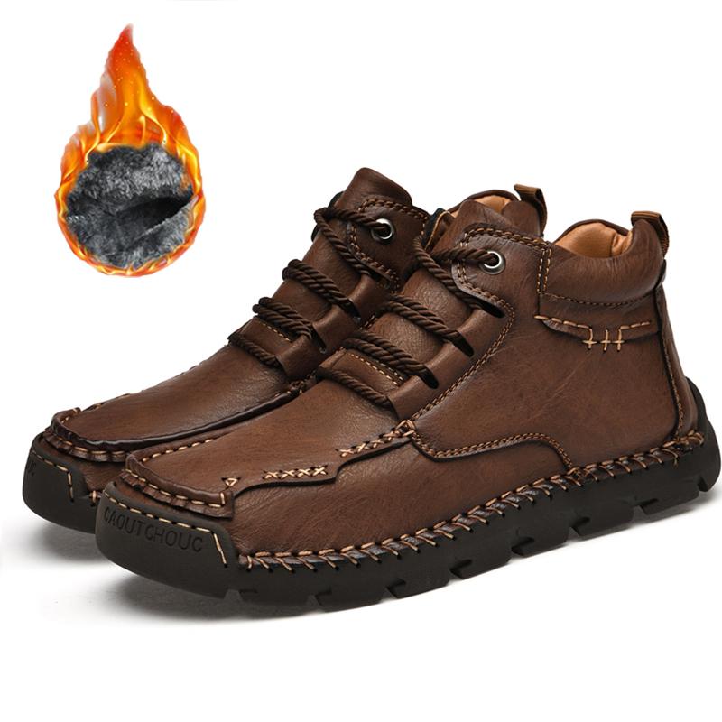 39-48 Men's Medium Top Casual Shoes Outdoor Leather Shoes Large Size Handmade Flat Shoes