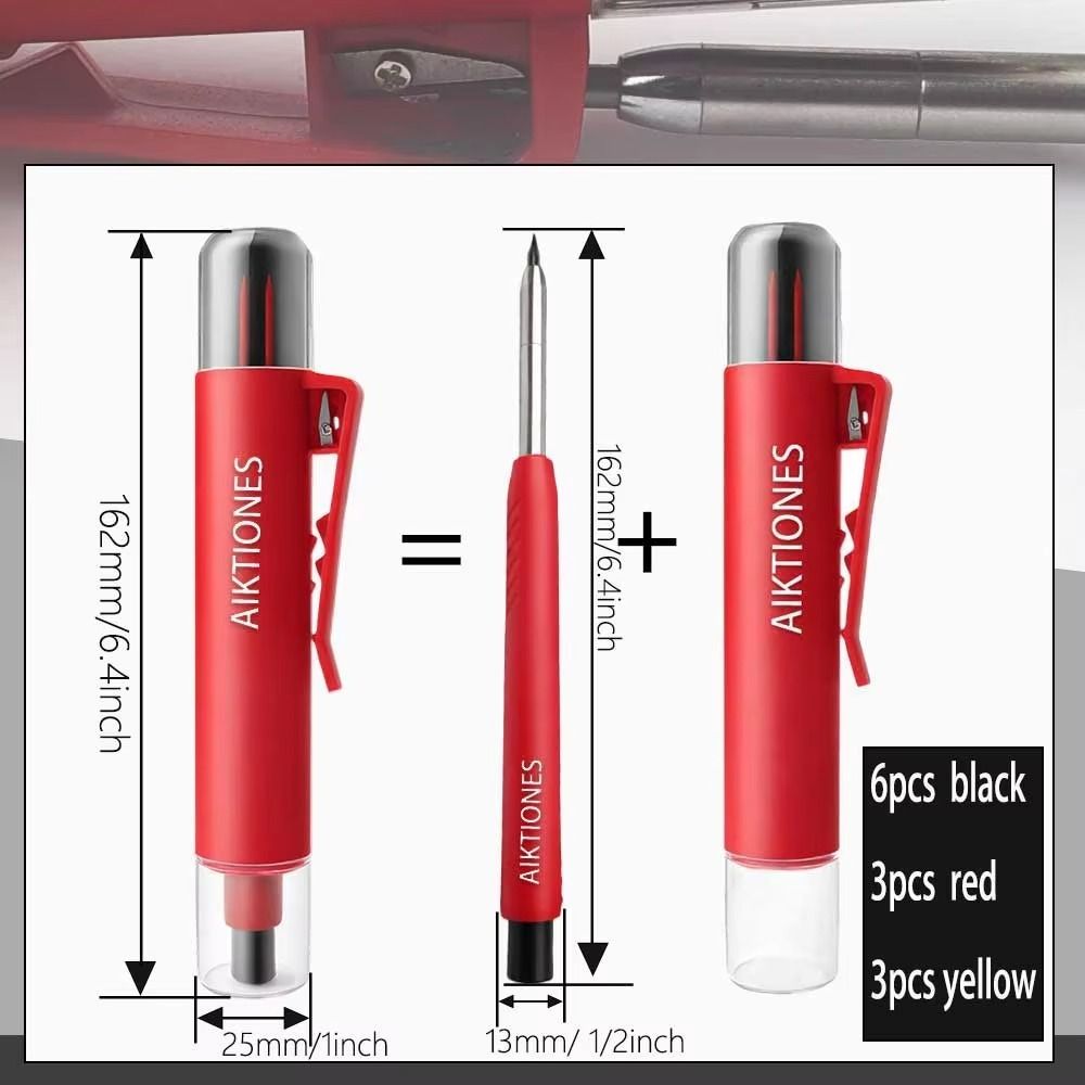 Durable 2.8mm Lead Woodworking Pencil Built-in Sharpener Deep Hole Carpenter Marking Pencil Construction Pencils Carpenter Work