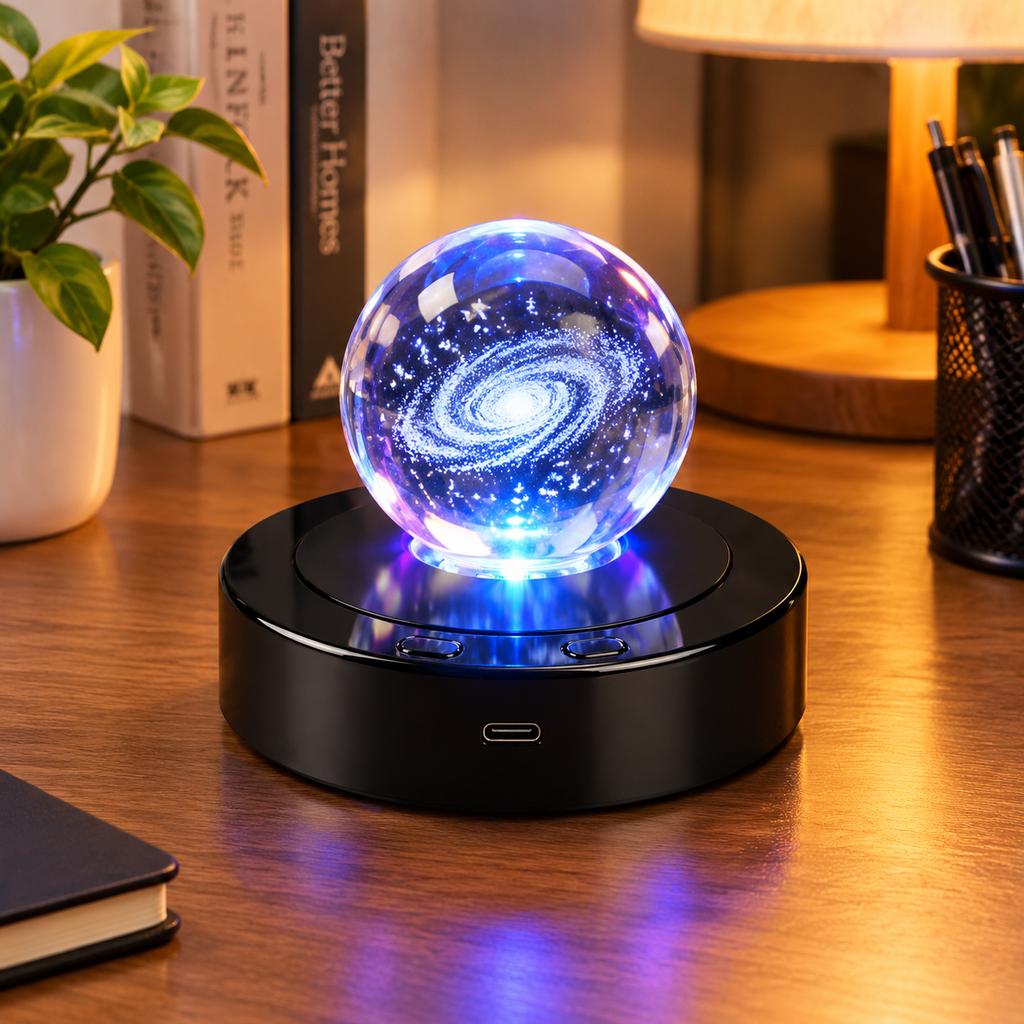 LED Rotating Light Base with 8 Lighting Modes, USB/Battery Powered