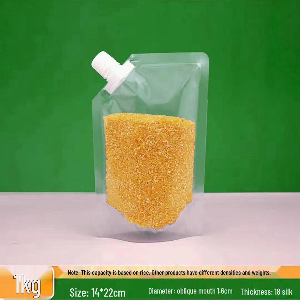 Transparenter, feuchtigkeitsbeständiger Getreideaufbewahrungsbeutel mit selbsttragender Düse