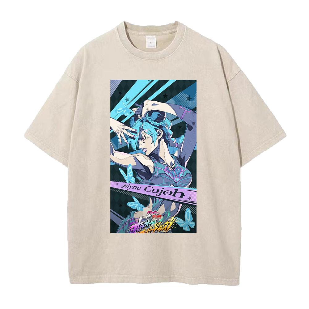 

Jolyne Cujoh JoJos Bizarre Adventure Clothing Men Women Manga Tshirts Vintage Washed T Shirt Casual Cotton Tee Harajuku Tshirt S