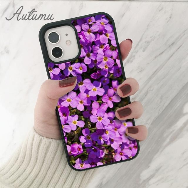 Purple Flower Phone Case for iPhone 11 12 13 14 Pro Max Mini X XR XS SE 2020 5 6S 7 8 Plus Samsung Galaxy S21 S22 Cover Shell
