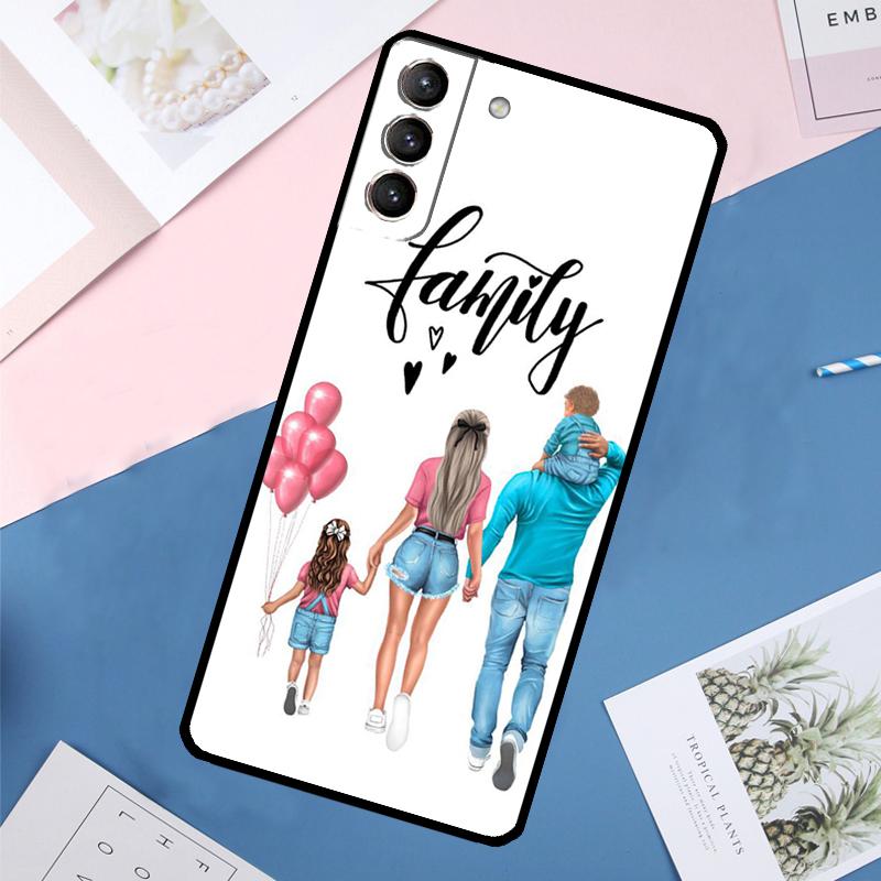 Baby Mama Tochter Mädchen Sohn Papa Hülle Für Samsung Galaxy S25 Ultra S24 S23 S22 S21 Ultra S9 S10 Plus S23 FE S25 FE Rückabdeckung