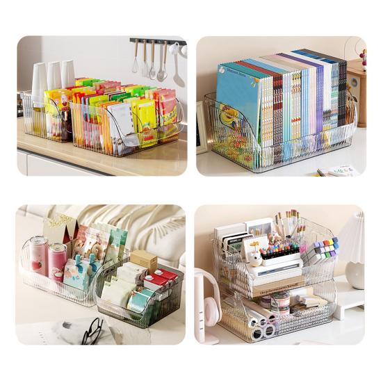 Kitchen Seasoning Organizer with Dividers Clear Plastic Storage Box for Spice Packets Sauces Stackable Dustproof Storage Box for Pantry Cabinet