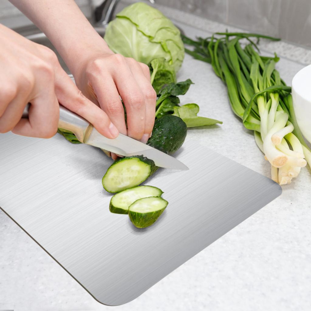 Nerezová krájecí deska 201 Nerezová ocel Vhodné do myčky Krájecí desky do kuchyně Oboustranná kovová krájecí deska