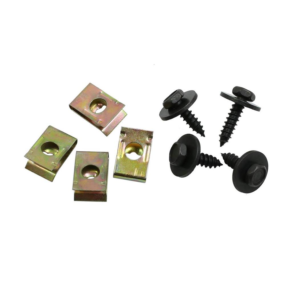 uxcell Spring U Shape Screw Clips Metal U-Type Clips with Screws for Car Fender Door Trim Panel Nuts Fasteners 4pcs