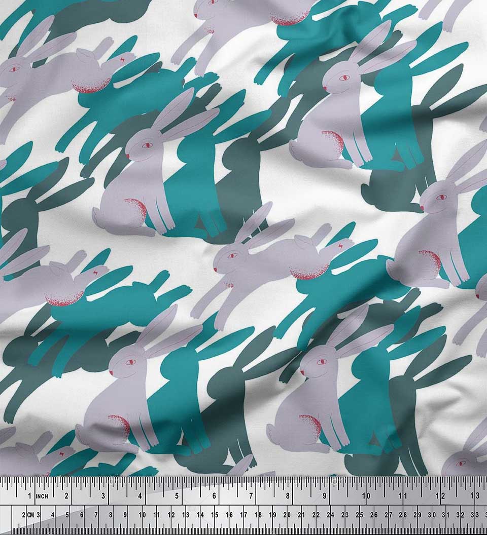 

Soimoi Японія Креп Сатин Тканина Кролик Тварина Декор Тканина Надрукований метр 42 дюйма 42 Inch Wide - Poly Crepe зелений