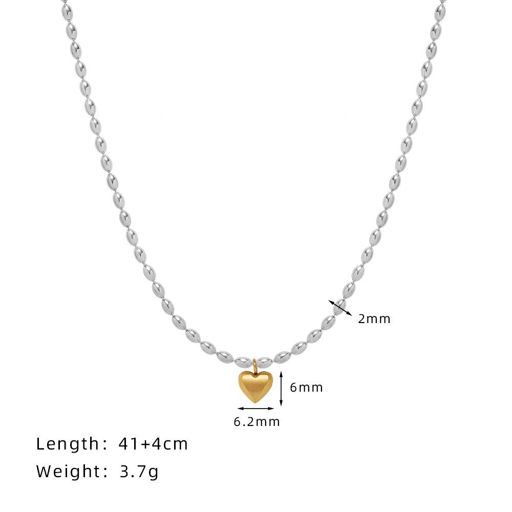 

Stainless Steel Beads Chain Necklace Women Gold Color Heart Pendant Necklace For Women Fahsion Zircon Birthday Gift Wholesale 41-45 cm