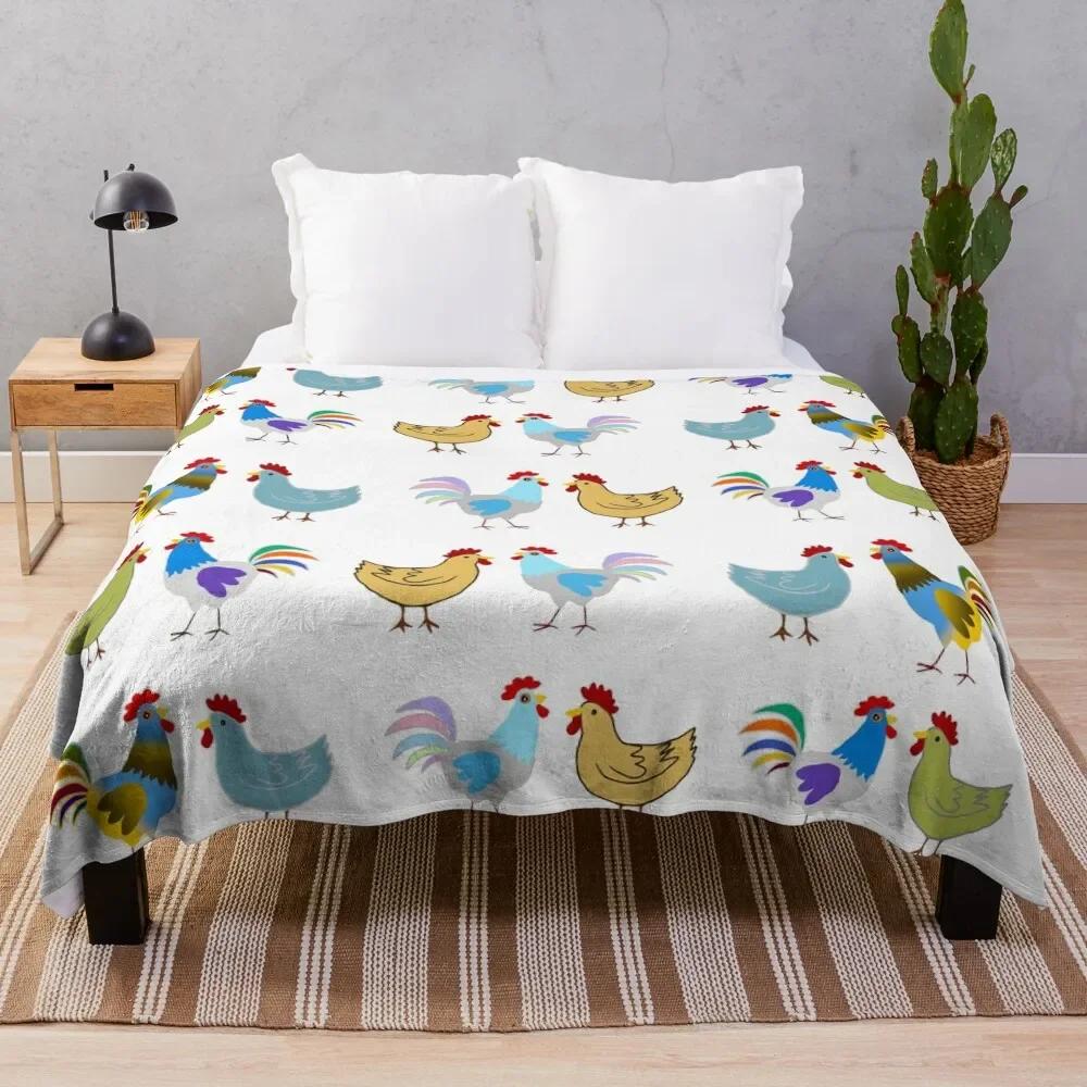 Cartoon Chicken Pattern Flannel Throw Blanket Egg Rooster Blanket Lightweight Warm Super Soft For Couch Sofa Bed Festival Gift