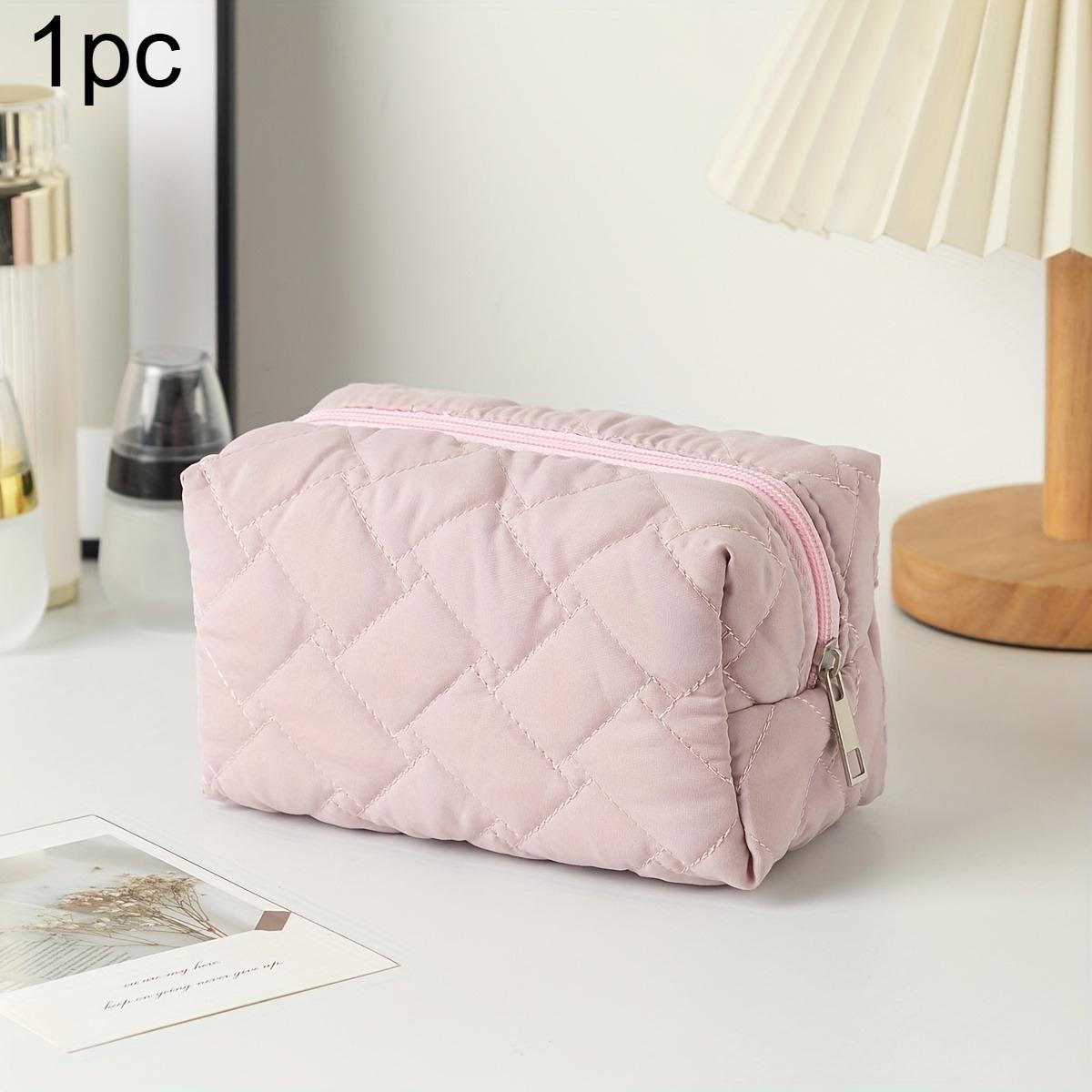 

1pc Large Capacity Makeup Organizer Bag Fabric Cosmetic Storage Multiple Compartments Zipper Closure Travel Home Organization 1pc