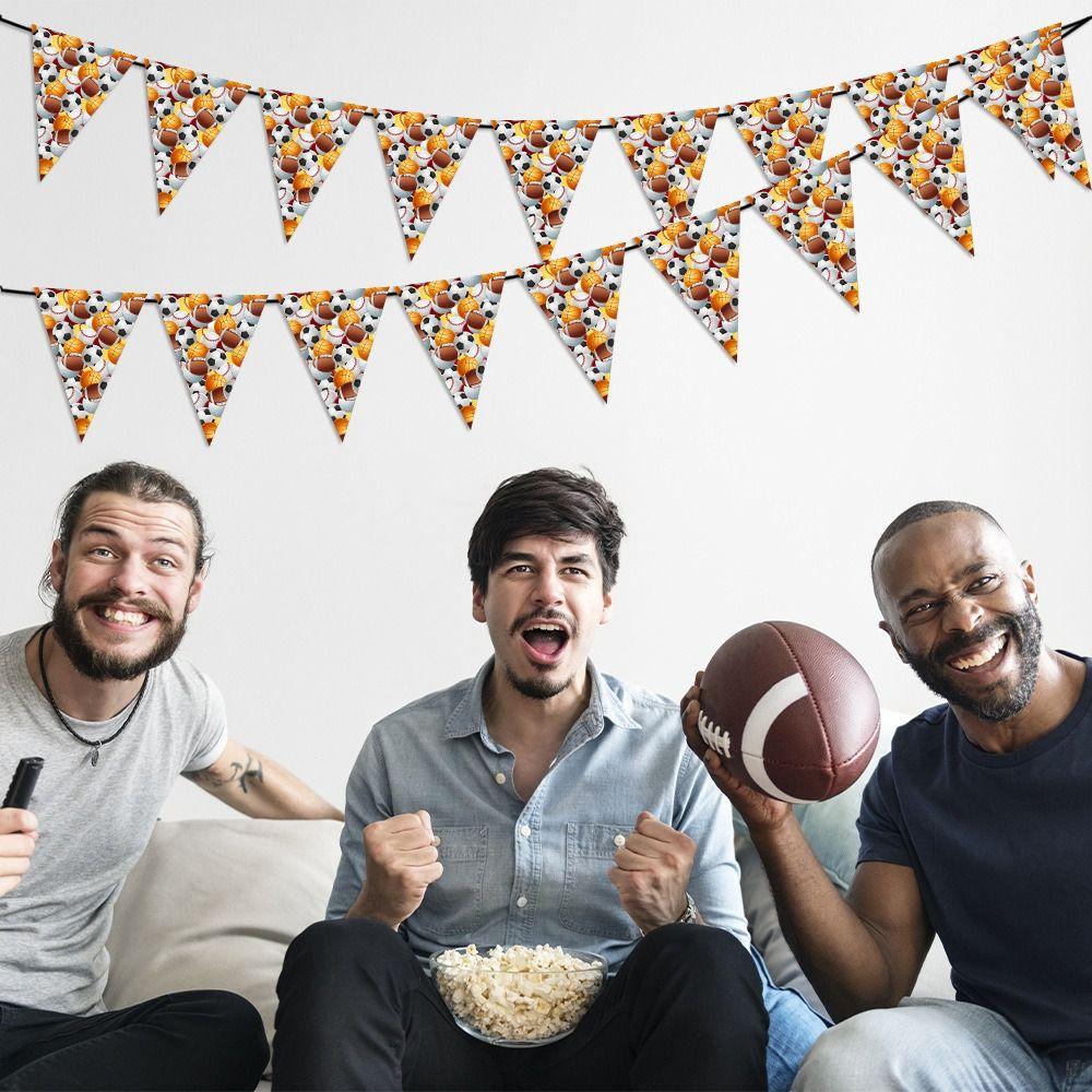 15pcs DIY Baseball Birthday Banners Easy To Install Pre-Assembled Sports Theme Banner Paper Football Cutout Pennant