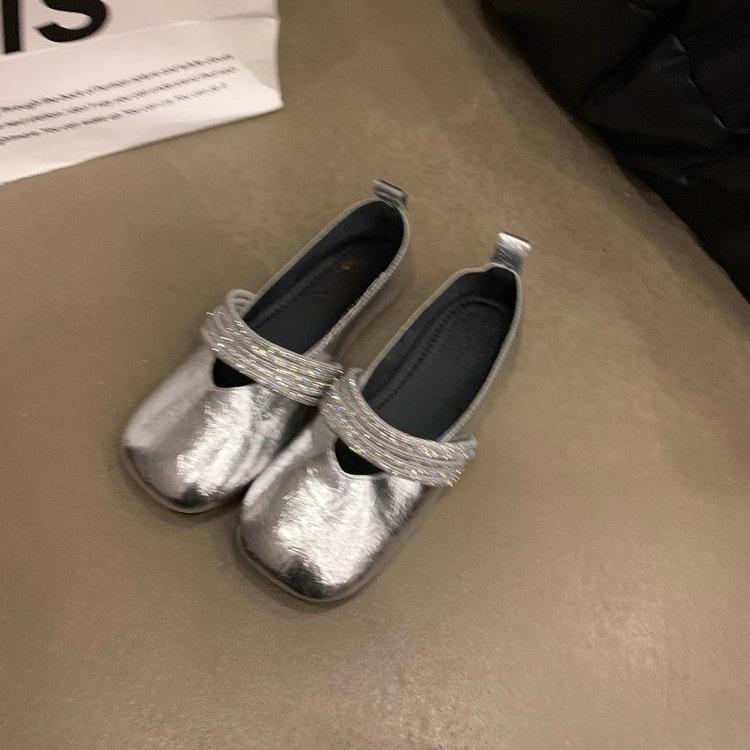 French Black Single Shoes Women's 2025 New Spring and Summer Flat-bottomed Evening Shoes Gentle Wind Ballet Shoes with Skirts Grandma Shoes