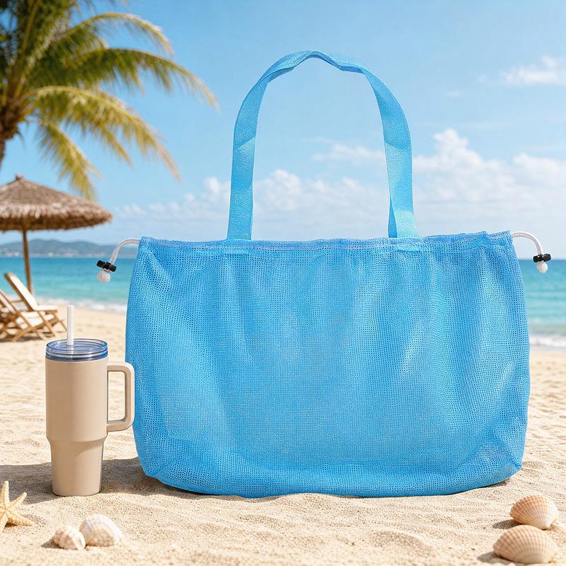 Kids Toy Storage Bag Quick-Dry Mesh Beach Shoulder Bag for Travel & Outdoor Play Breathable Lightweight Beach Bag
