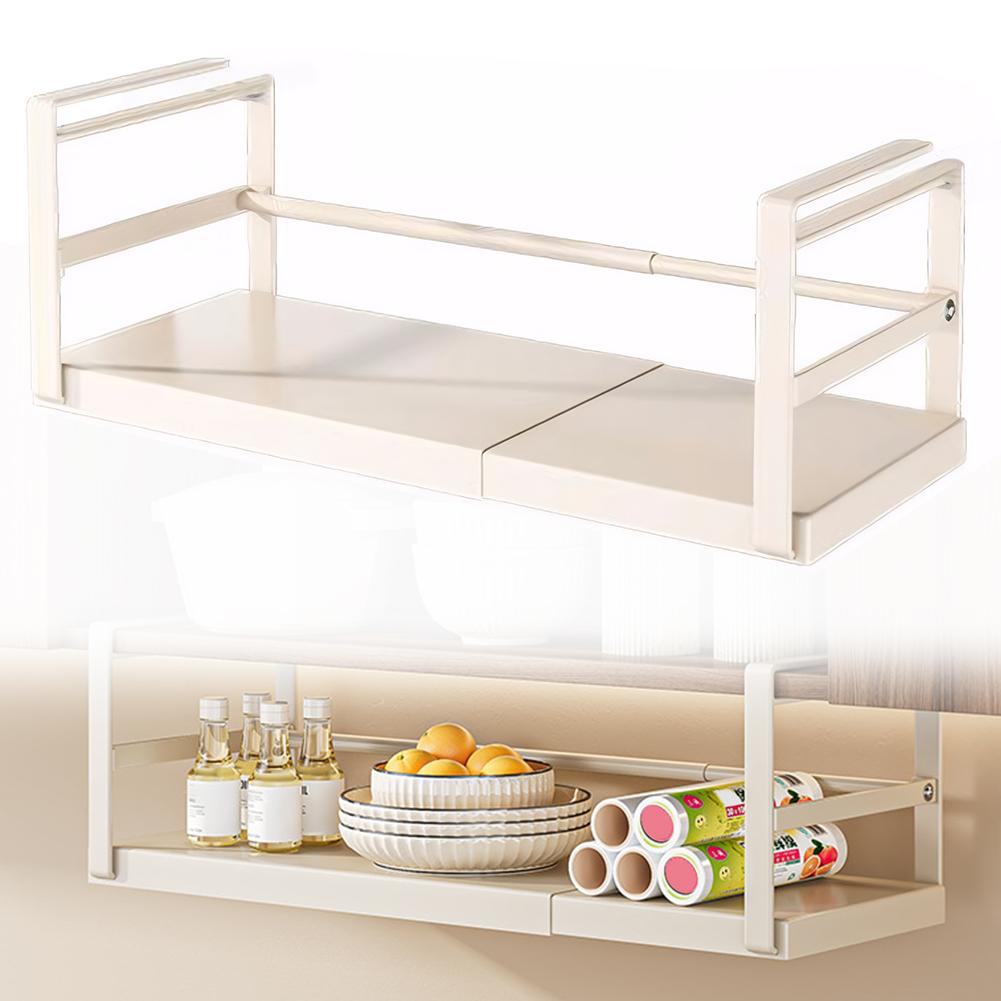 Extendable Under Cabinet Add-on Storage Baskets & Thick Clip Heavy Duty Under Cabinet Organizer for Kitchen Counter