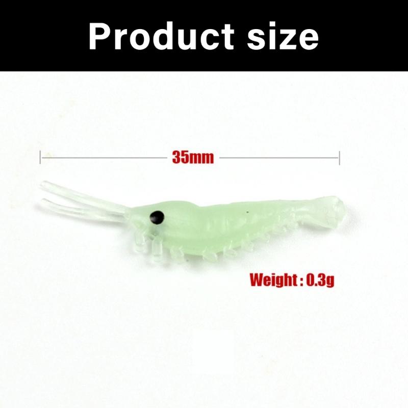 Fishing Tackle Glowing Simulation Prawns Saltwater Hook Soft Shrimp Lures for Night Fishing