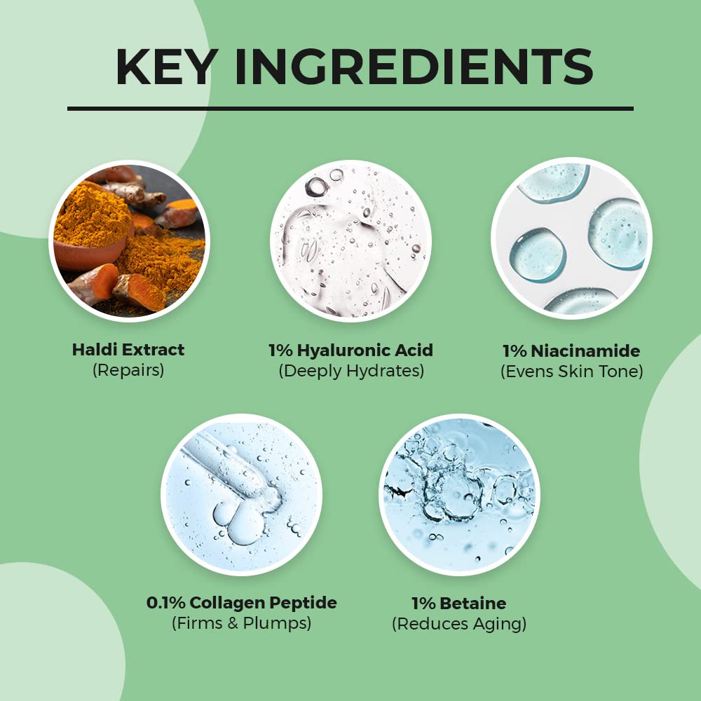 Dr. Sheth's Haldi & Hyaluronic Acid Face Serum With Niacinamide Collagen Peptide 30 mL For Hydrated Plump Skin