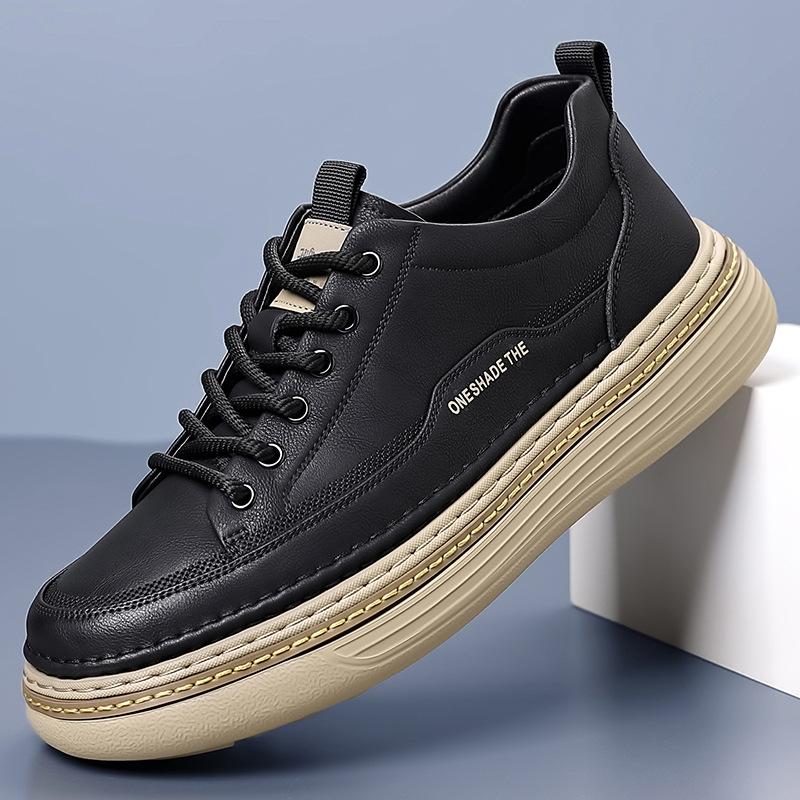 New winter British casual leather shoes black board shoes platform sneakers