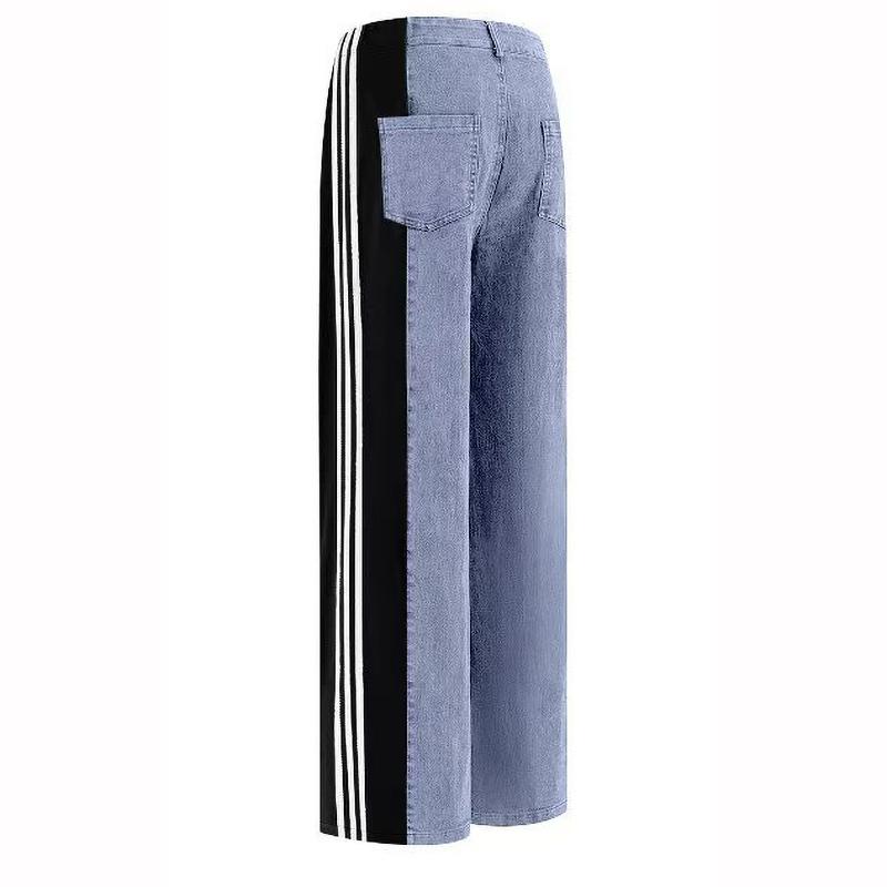 

Женские повседневные модные джинсы прямого кроя с высокой посадкой, эластичные, вязаные, с джинсовой отделкой XS