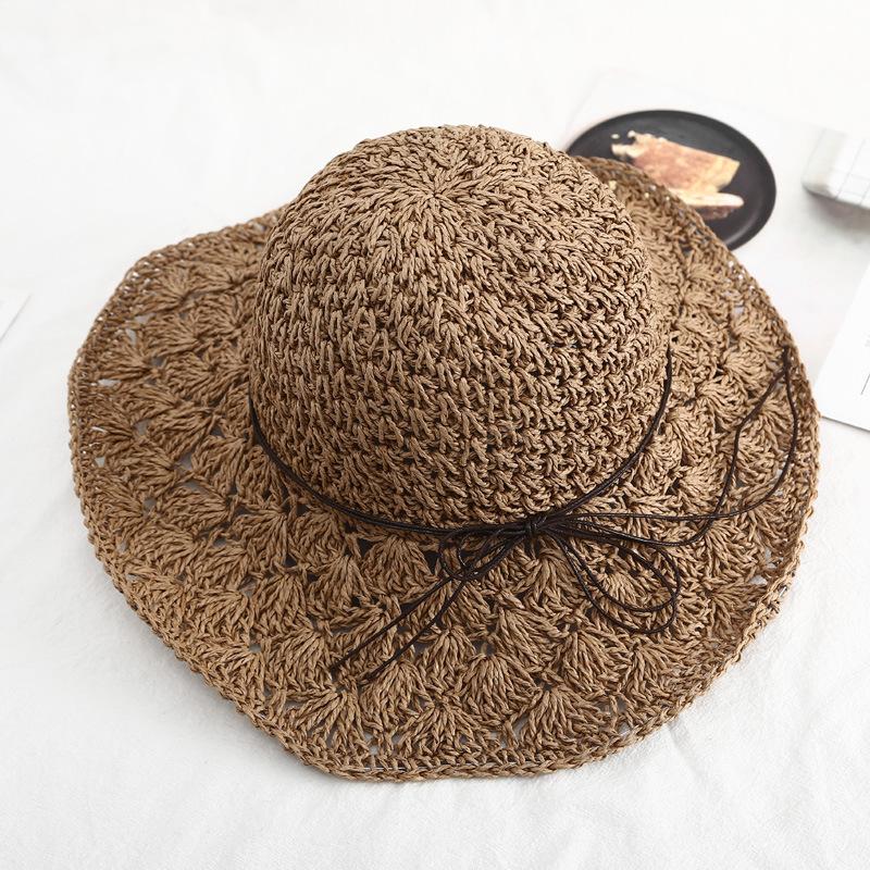 New Hat Women's Summer Beach Sun Hat Straw Versatile Sunscreen Visor Big Edge Folding Straw Hat