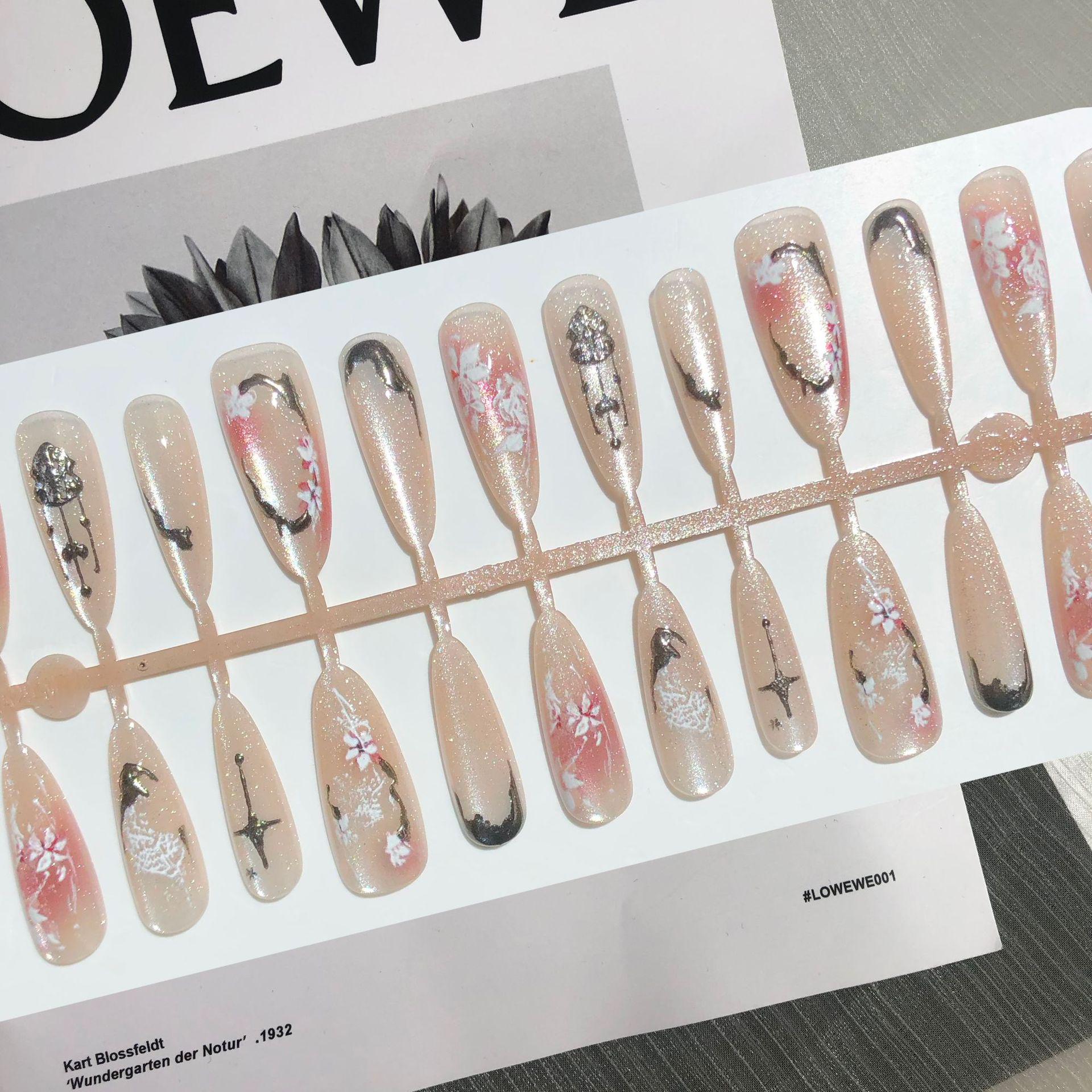 

Rich Girl Crystal Cat Eye Almond Style Press-On Nails, 30 Pieces Set