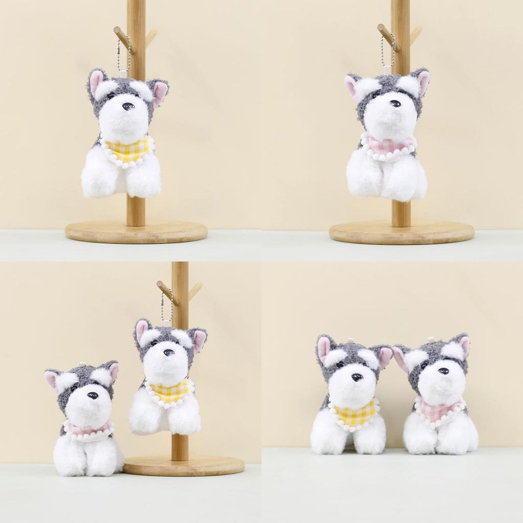 Cute Schnauzer Dog Plush Keychain Fluffy Toy Bag Charm West Highland Terrier