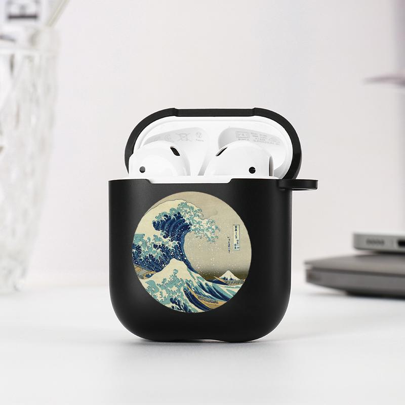 Soft Black Silicone Case for Apple Airpods Pro 3 2 1 The Great Wave of Kanagawa Bluetoooth Wireless Earphone Cases Airpod Cover