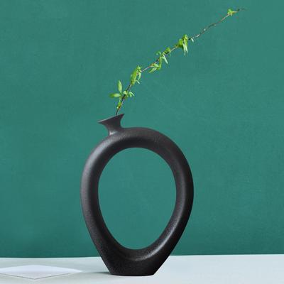 Keramik Schwarz Abstrakte Blume Vase Nordic Hause Dekorative Vase Dekoration Home Design Jarron Schlafzimmer Desktop Dekor