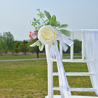 Outdoor Wedding Arrangement Chair Back Flower Decoration Bouquet Mori Simulation Flower Wedding Photography Props Chair Back