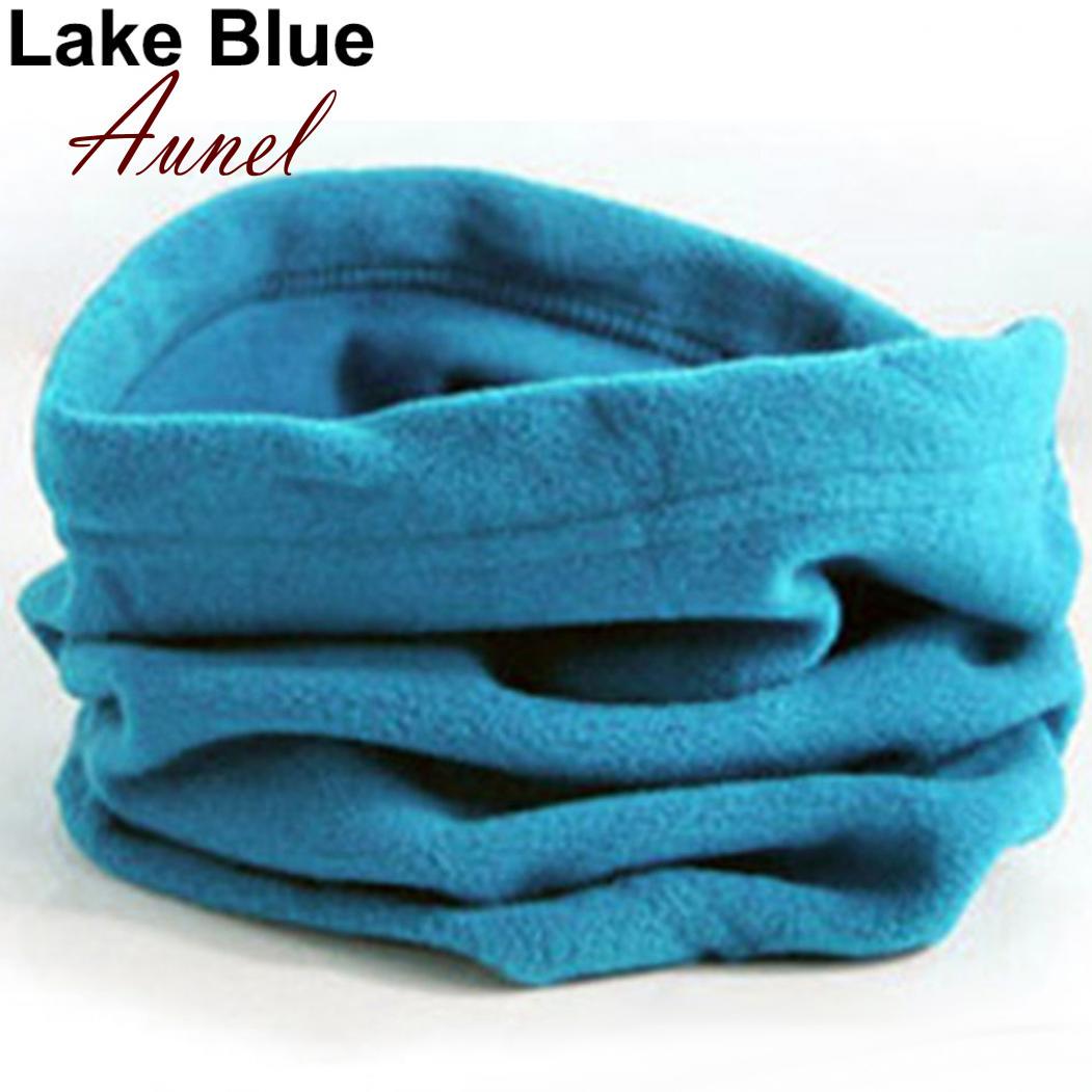 

Флисовый однотонный шарф-снуд озеро синий