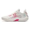 Sapatos de Basquetebol de Cano Baixo Antiderrapantes com Absorção de Choque KT Campus Tênis Masculinos Branco Rosa 112421607-1
