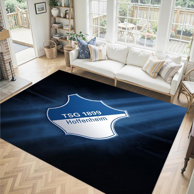 TSG Hoffenheim FC Design Kristall Samt Teppich Gemütlich Nicht?Rutschfester Teppich mit Aufdruck für Schlafzimmer Wohnzimmer Eingang