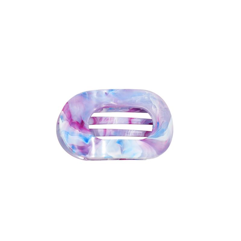 Oval Hair Claw Clips Women Elegant Marbling Acrylic Flat Circular Hair Grips Premium Colorful Updo Hair Pins Barrettes