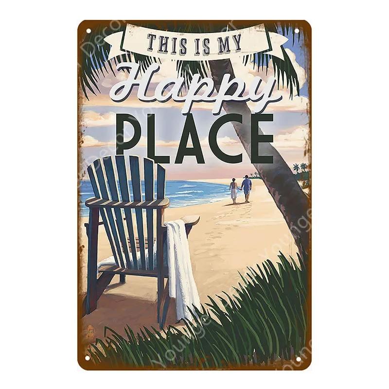 Vintage Hawaii Surfs Up Beach Welcome Metal Tin Sign Ocean Poster for Cafe Bar Outdoor Decor Home Wall Decoration
