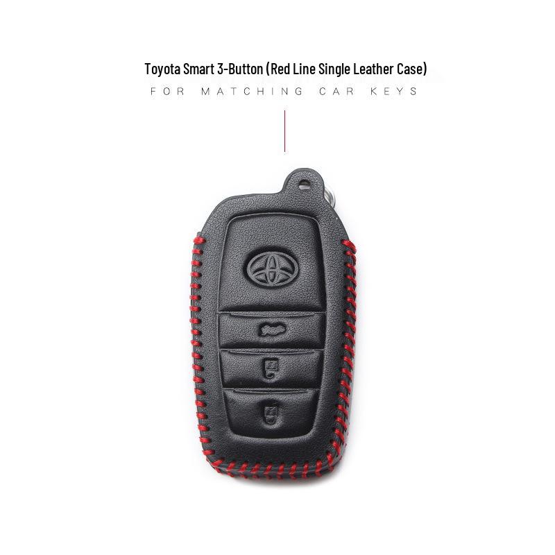 Leather Car Key Cover for 2017 Toyota Models: Corolla, Camry, Crown, Levin, Reiz, RAV4, Highlander