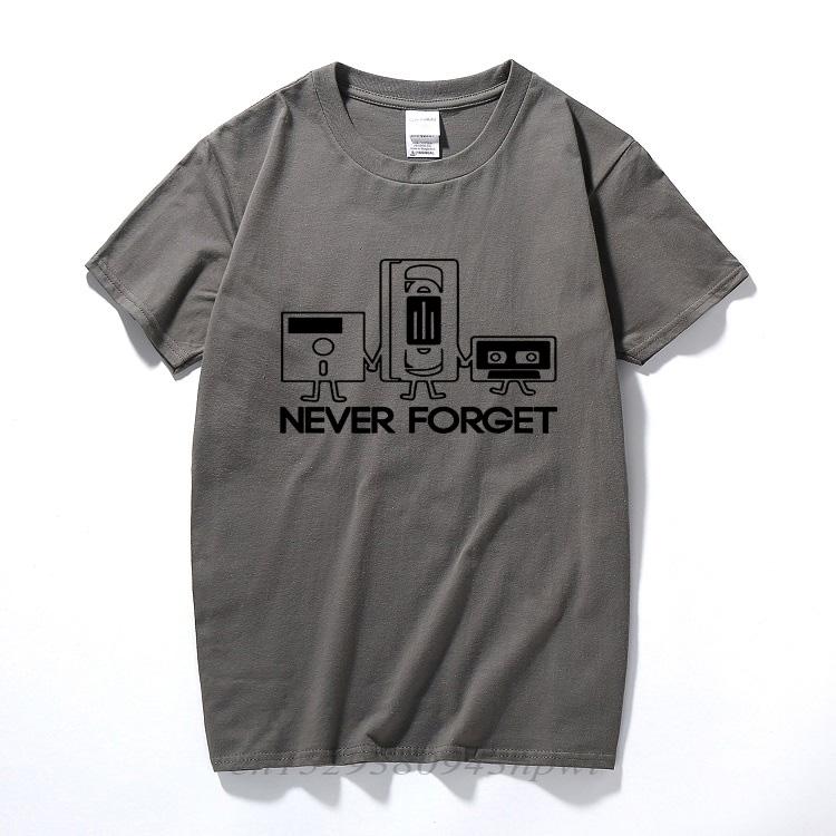 Fashion New Tshirts Men Short Sleeve Never Forget Floppy Disc VHS Cassette Tech Geek Print T Shirts Male Undershirts Tshirts