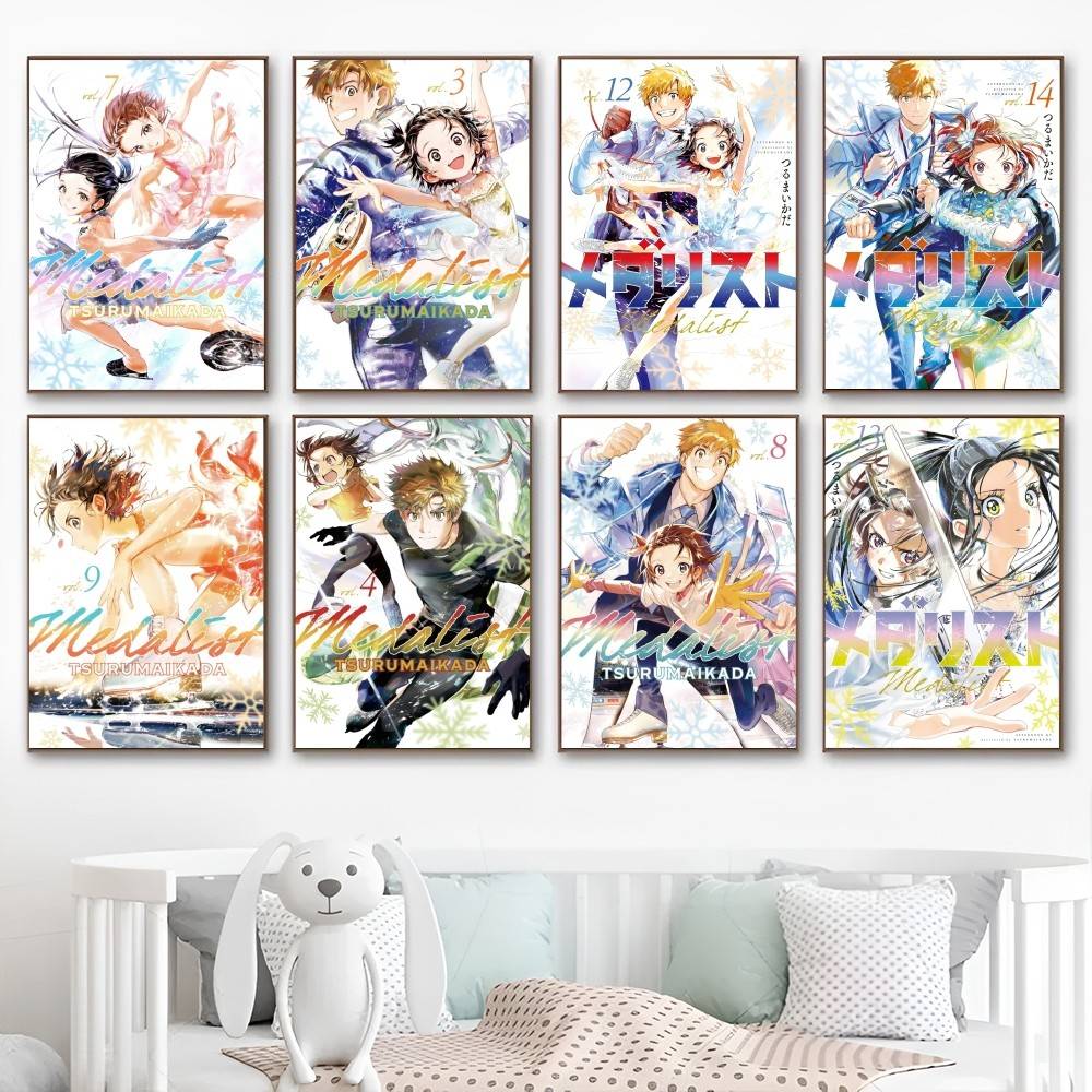 Anime Classic Medalist Vintage Posters Sticky Retro Kraft Paper Sticker DIY Room Bar Cafe Kawaii Room Decor