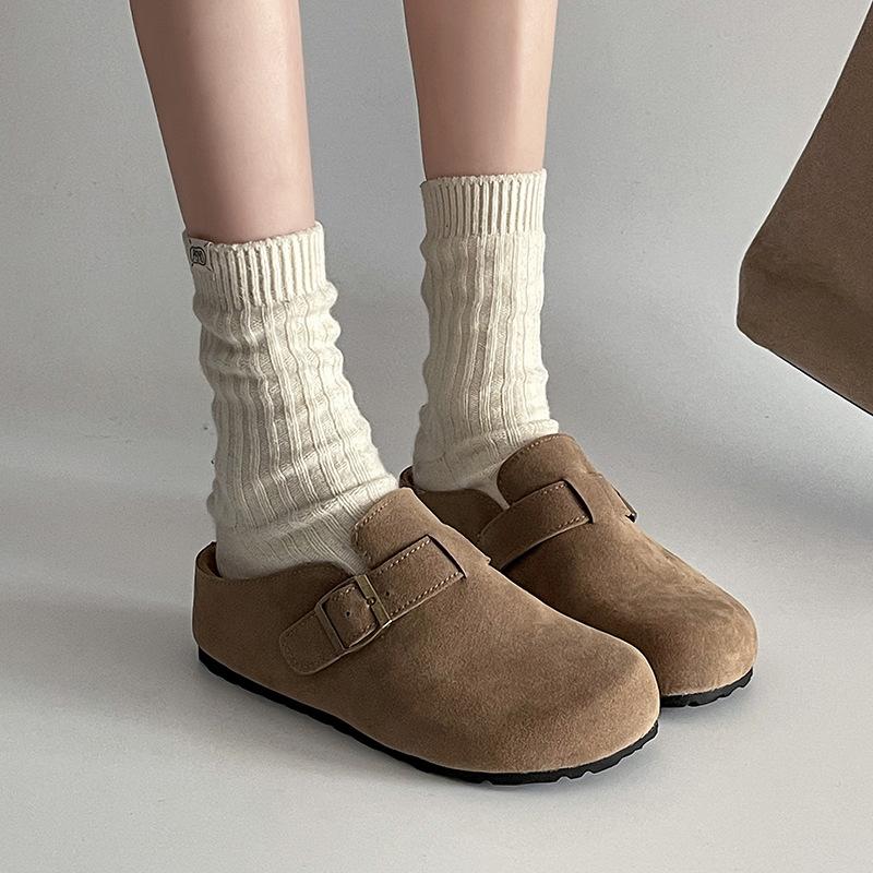 Baotou slippers women's spring new popular retro fashion small inner height increase versatile shoes