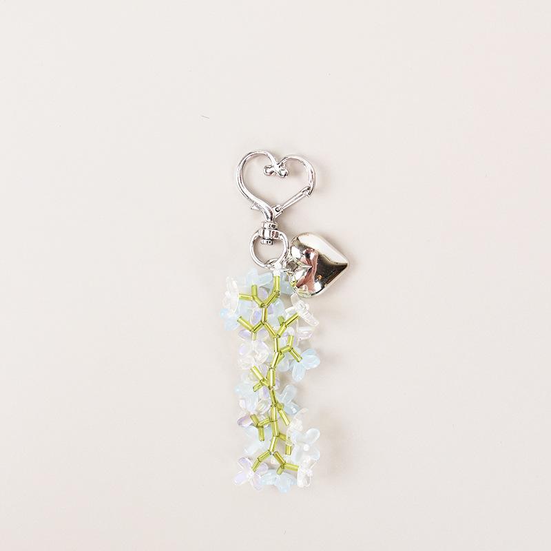 Korean Pastoral Woven Narcissus Bead Keychain - Versatile Flower Bag Charm 10 cm