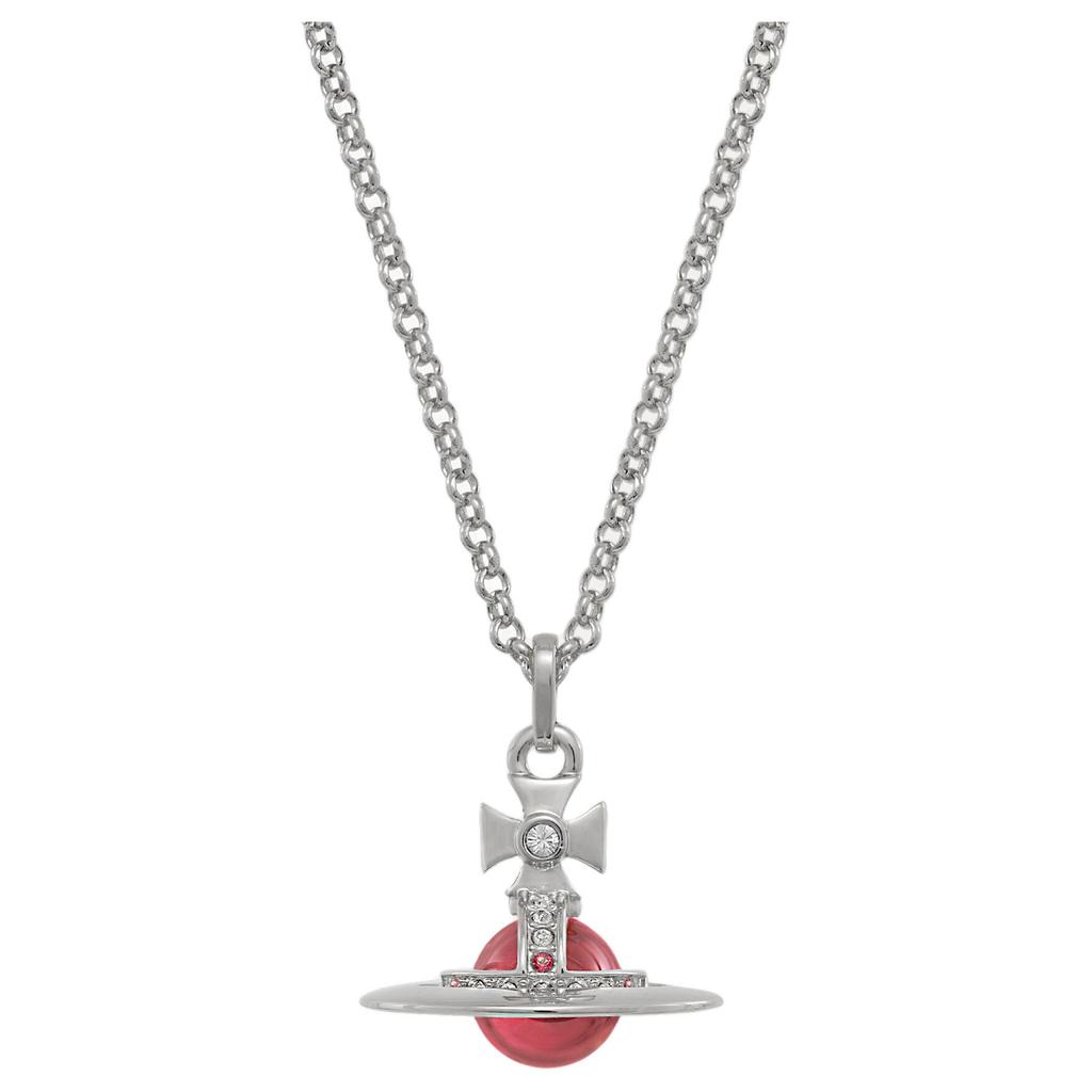 VIVIENNE WESTWOOD New Tiny Orb Medium 3D Saturn Sphere Necklace Unisex Necklace Red Silver 6302022402P186-CN001