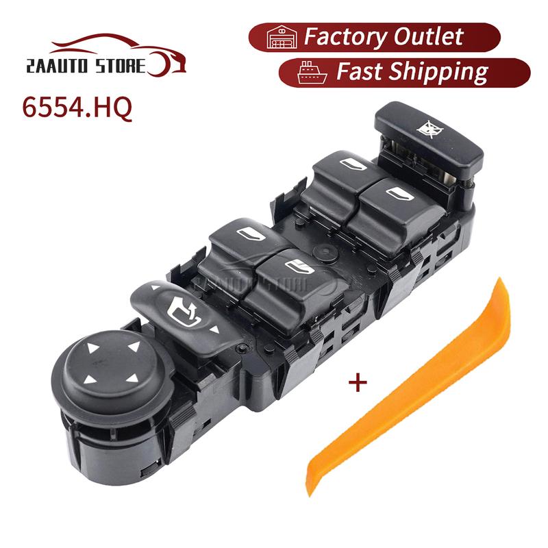 6554.HQ For Citroen C5 C8 Peugeot 807 Window Wing Mirror Control Switch Button 6554.A7 6554.KT 6554.KS 53269704 53269700 6+3P